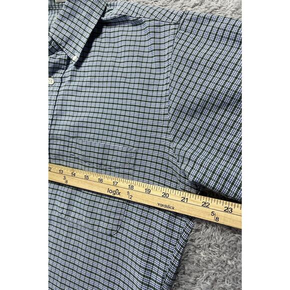 Vintage LL Bean Mens Button Up Shirt Short Slv Blue White Green Plaid USA‎ 15 - Picture 4 of 6